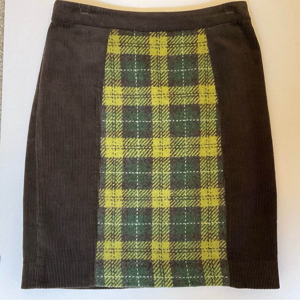 Maeve Anthropologie Corduroy Plaid Contrast Skirt 6